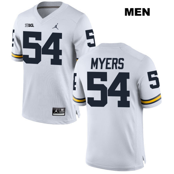 Men's NCAA Michigan Wolverines Carl Myers #54 White Jordan Brand Authentic Stitched Football College Jersey EA25E32AD